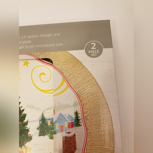 NIB Sealed Crofton 2 Piece Holiday Charger Plate Set Christmas - Picture 5 of 9